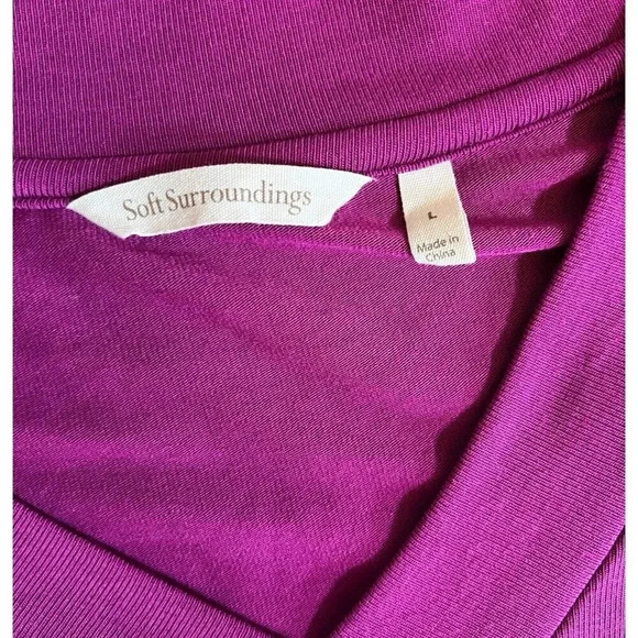 Soft Surroundings Knit Top Asymmetric Draped Pink Size Large long sleeves - Picture 3 of 8